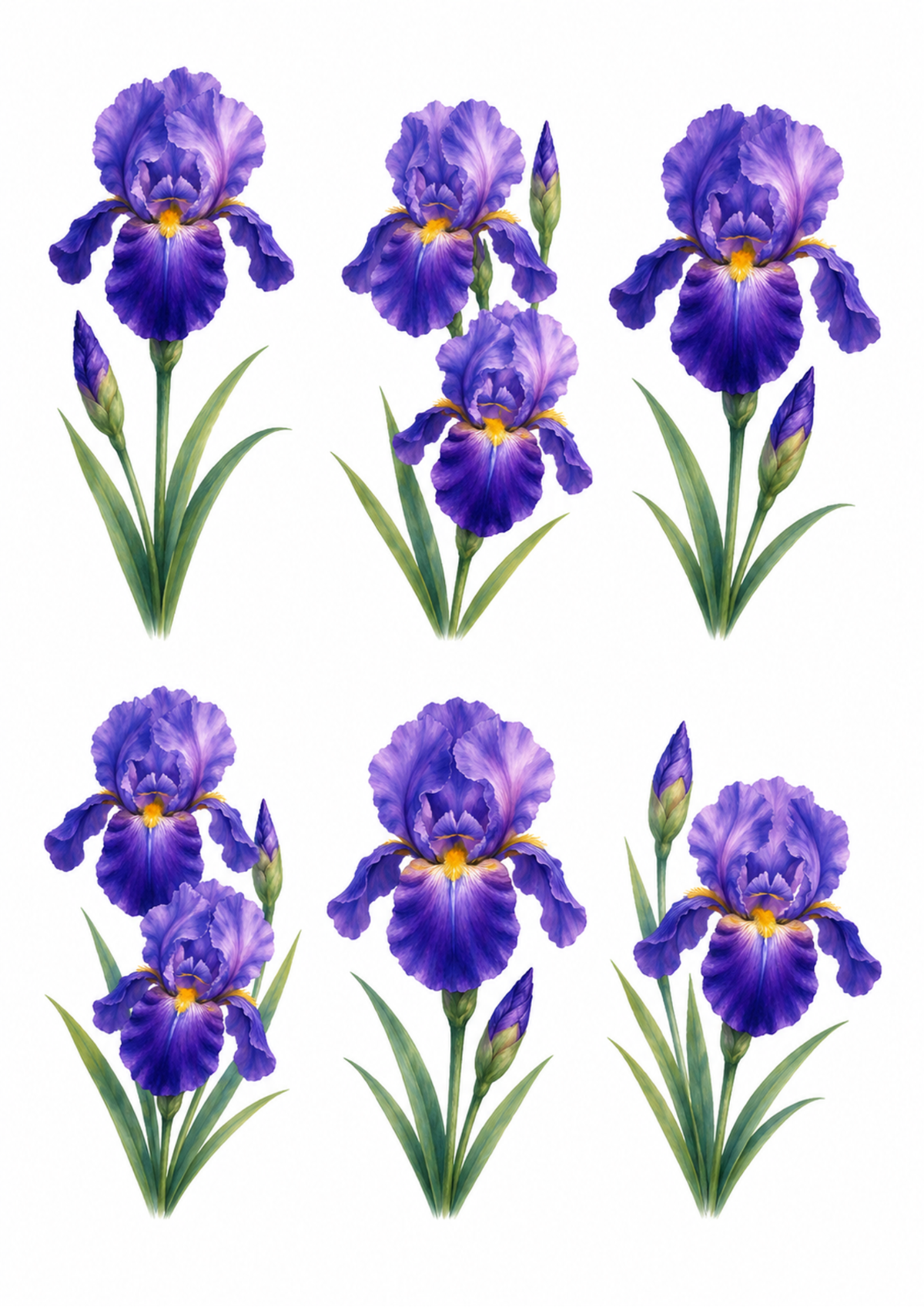 Sticker Sheet / Greeting Card – Purple Iris Collage Cat. No. 10162