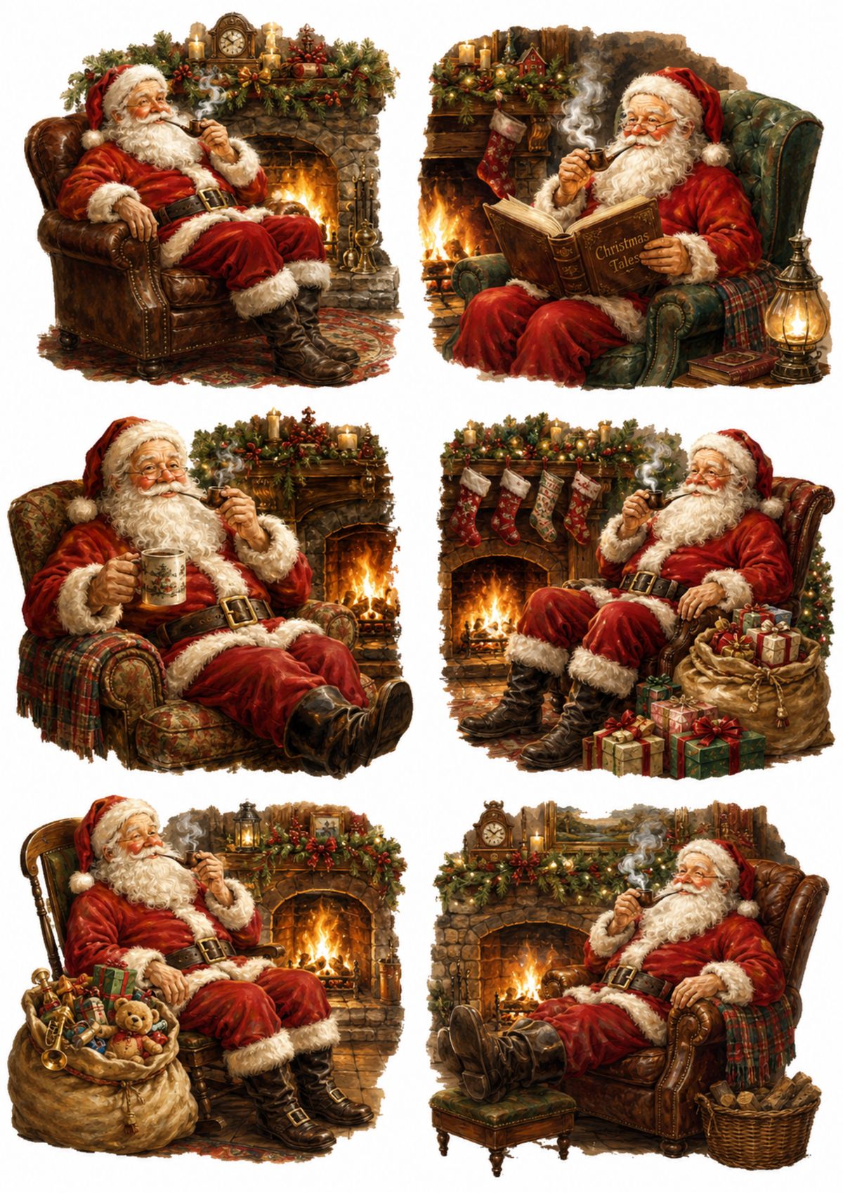Sticker Sheet / Greeting Card – Santa's Relax Collage Cat. No. 10222
