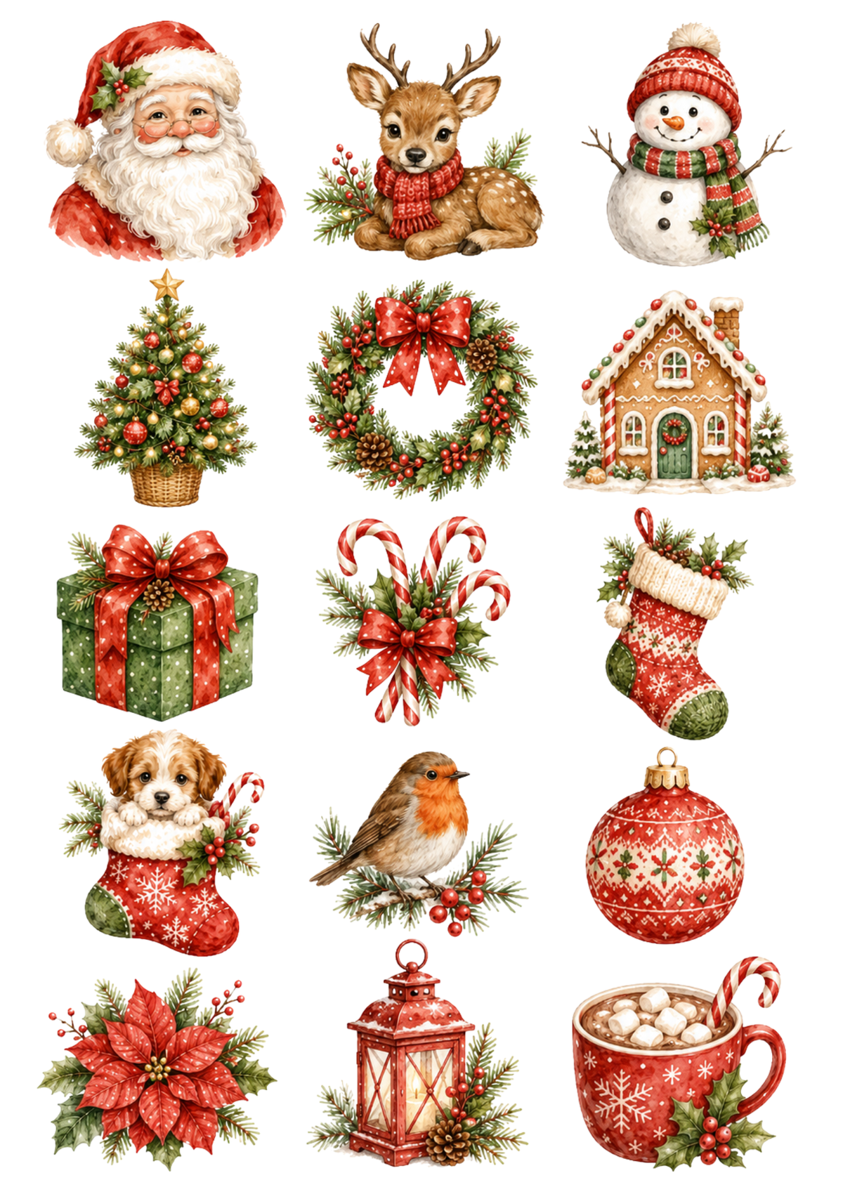 Sticker Sheet / Greeting Card – Christmas Elements Collage Cat. No. 10402