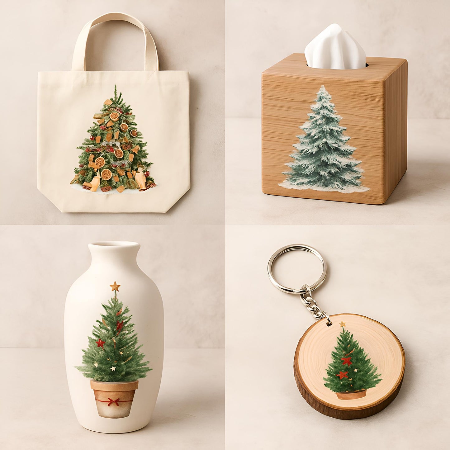 Watercolor Christmas Trees Clipart Set: 36 PNG Designs with Transparent Background