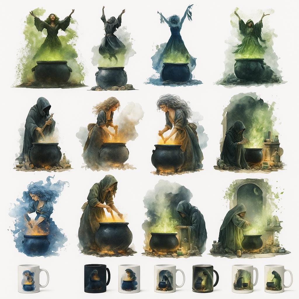 Witches Clipart Bundle β 160 PNG β Halloween Witch Elements β Transparent Background β High Resolution