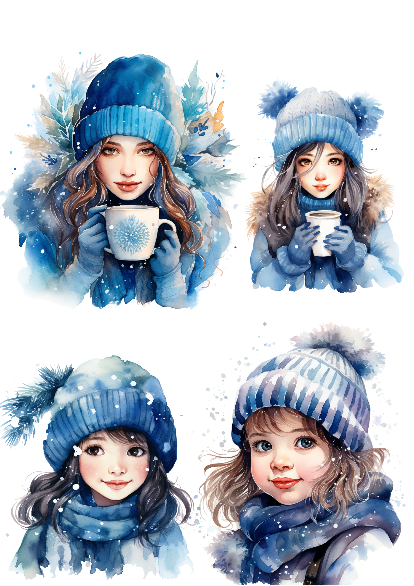 Sticker Sheet / Greeting Card – Girls Collage Cat No. 4001