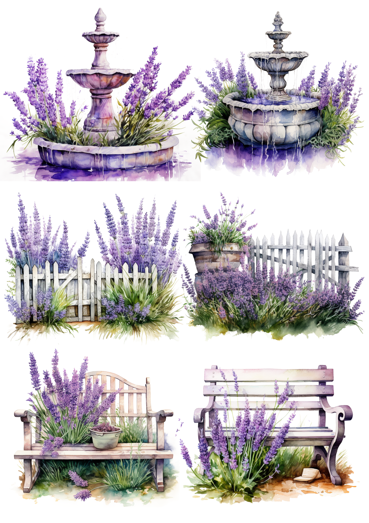 Sticker Sheet / Greeting Card – Lavender Collage Cat No. 4007