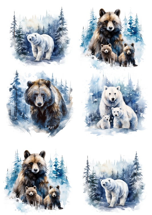 Sticker Sheet – Bears in Winter Collage Cat No. 4015