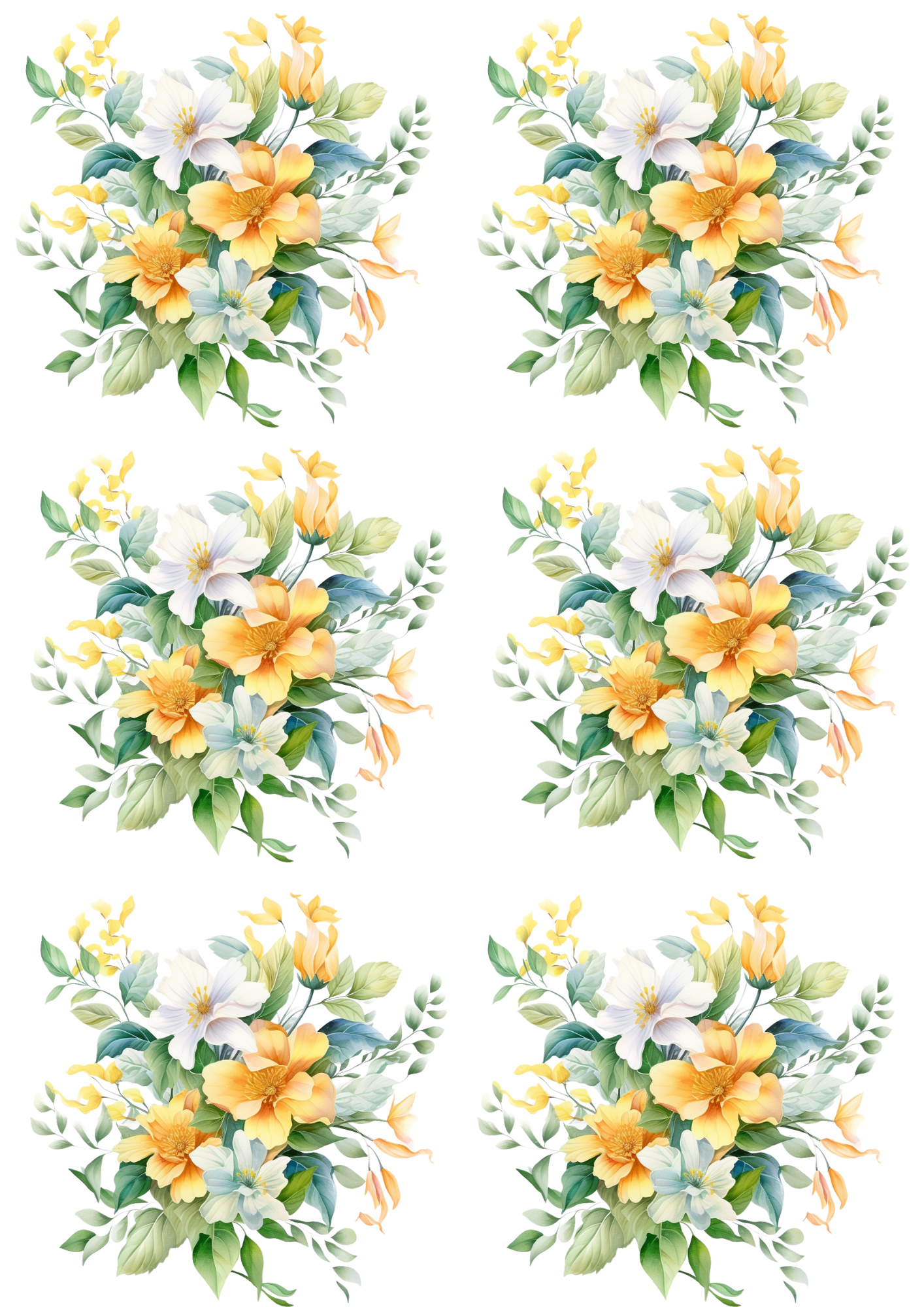 Sticker Sheet / Greeting Card – Bouquets of Spring Flowers Collage Cat No. 4026