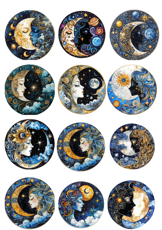 Sticker Sheet – Mystical Moon Ovals Collage Cat No. 4036