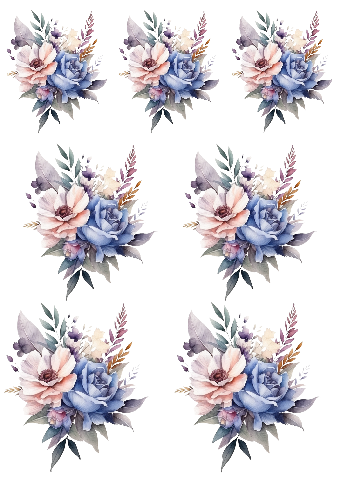 Sticker Sheet / Greeting Card – Flower Bouquet Collage Cat No. 4037