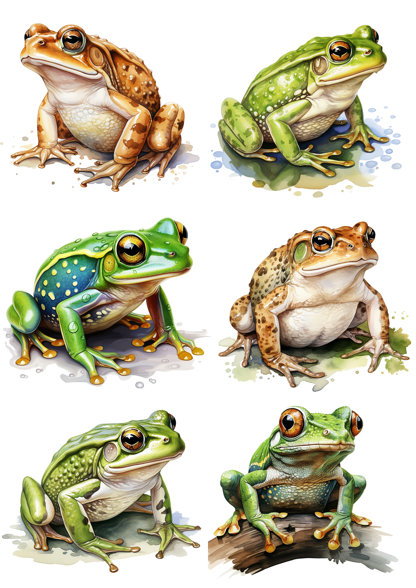 Sticker Sheet / Greeting Card – Frogs Collage Cat No. 4041