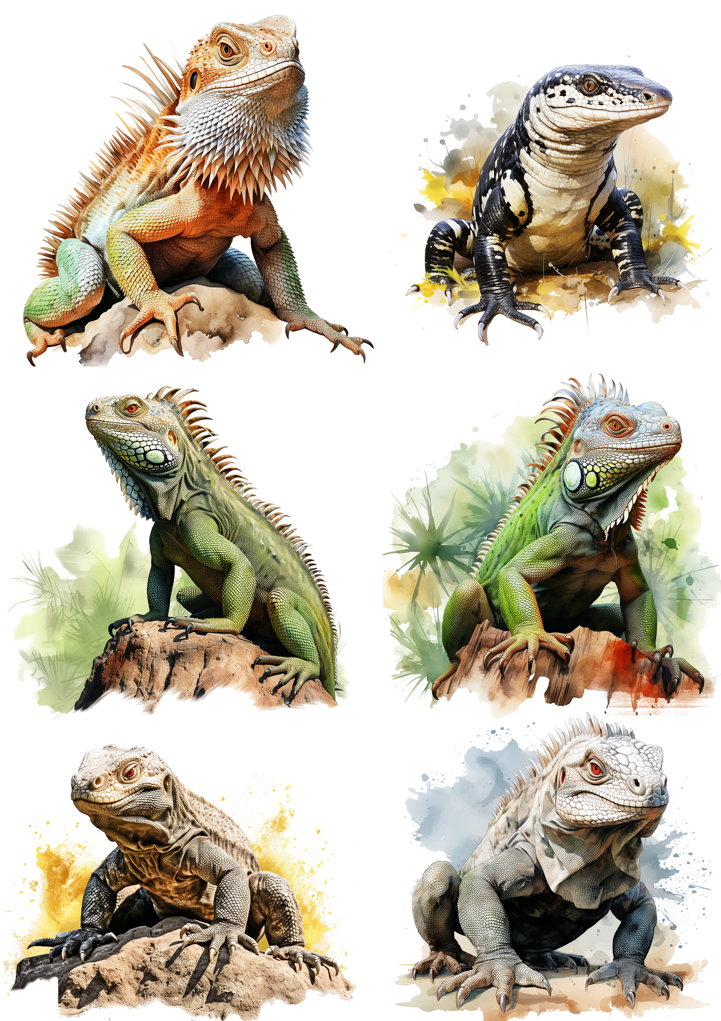 Sticker Sheet / Greeting Card – Lizards Collage Cat No. 4042