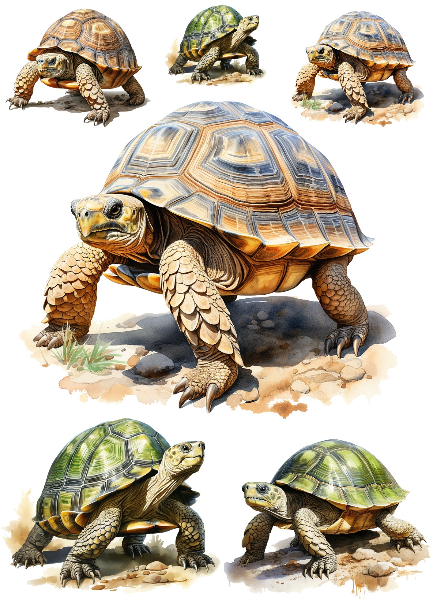 Sticker Sheet / Greeting Card – Turtle Collage Cat No. 4044