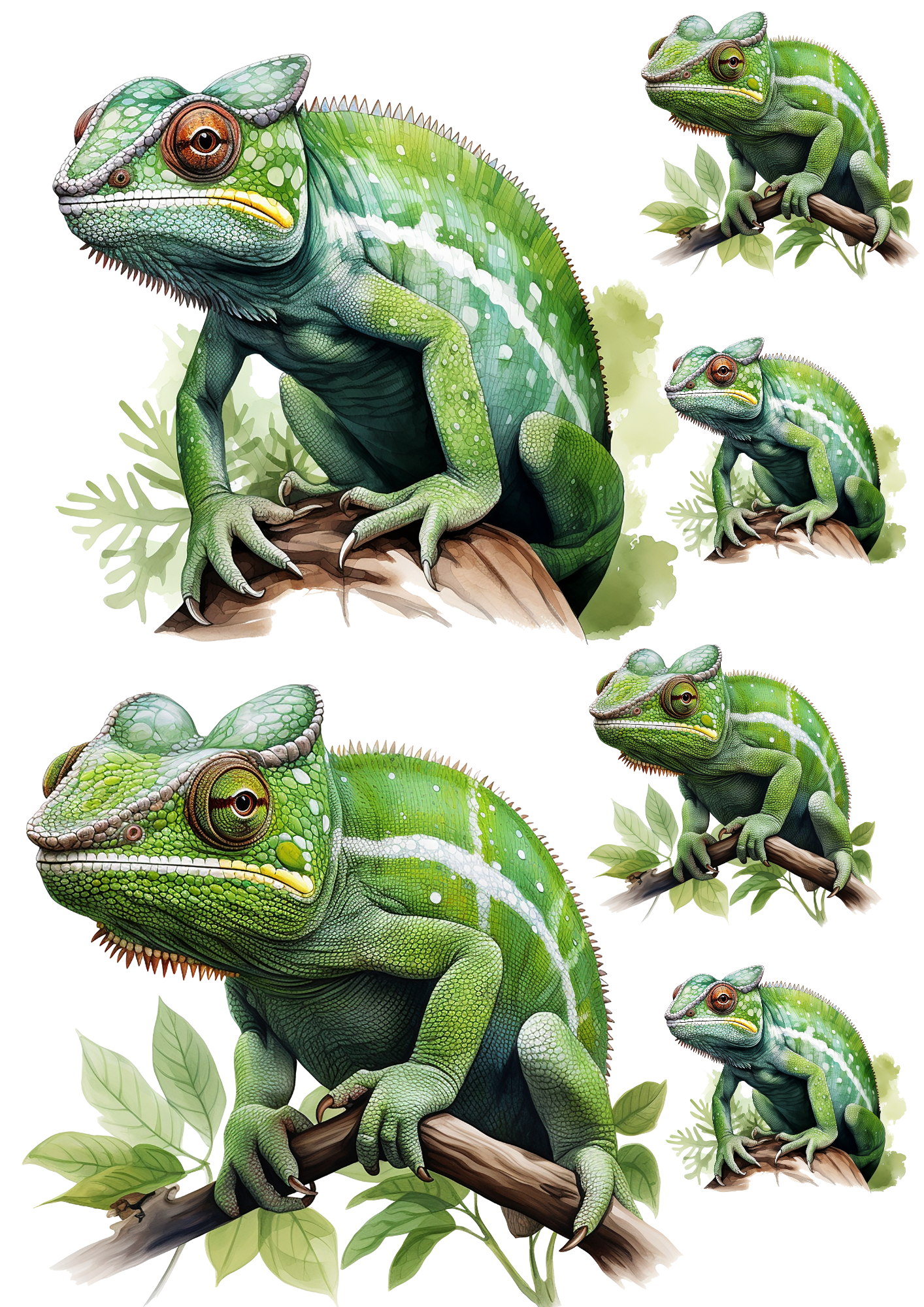 Sticker Sheet / Greeting Card – Chameleon Collage Cat No. 4045