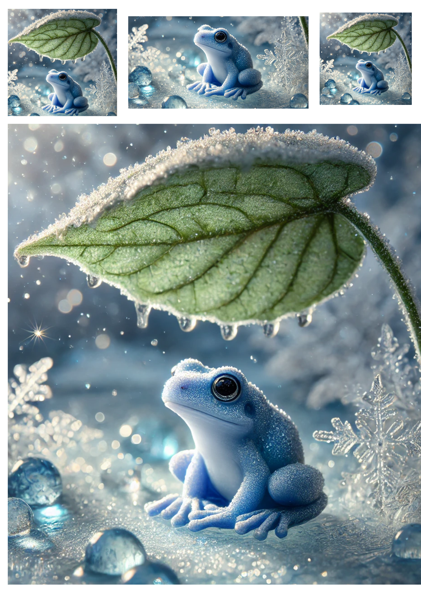 Sticker Sheet / Greeting Card – Frog and Leaf Collage Cat No. 4048