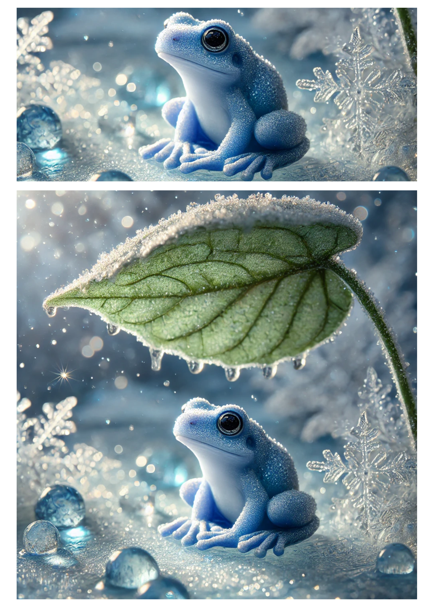 Sticker Sheet / Greeting Card – Frog and Leaf 2 Collage Cat No. 4049