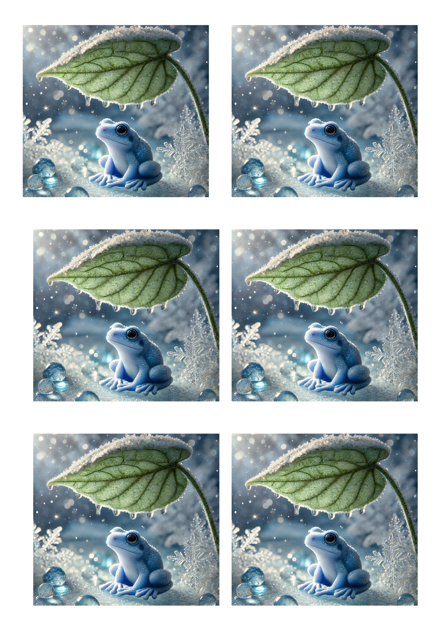 Sticker Sheet / Greeting Card – Frog and Leaf 3 Collage Cat No. 4050