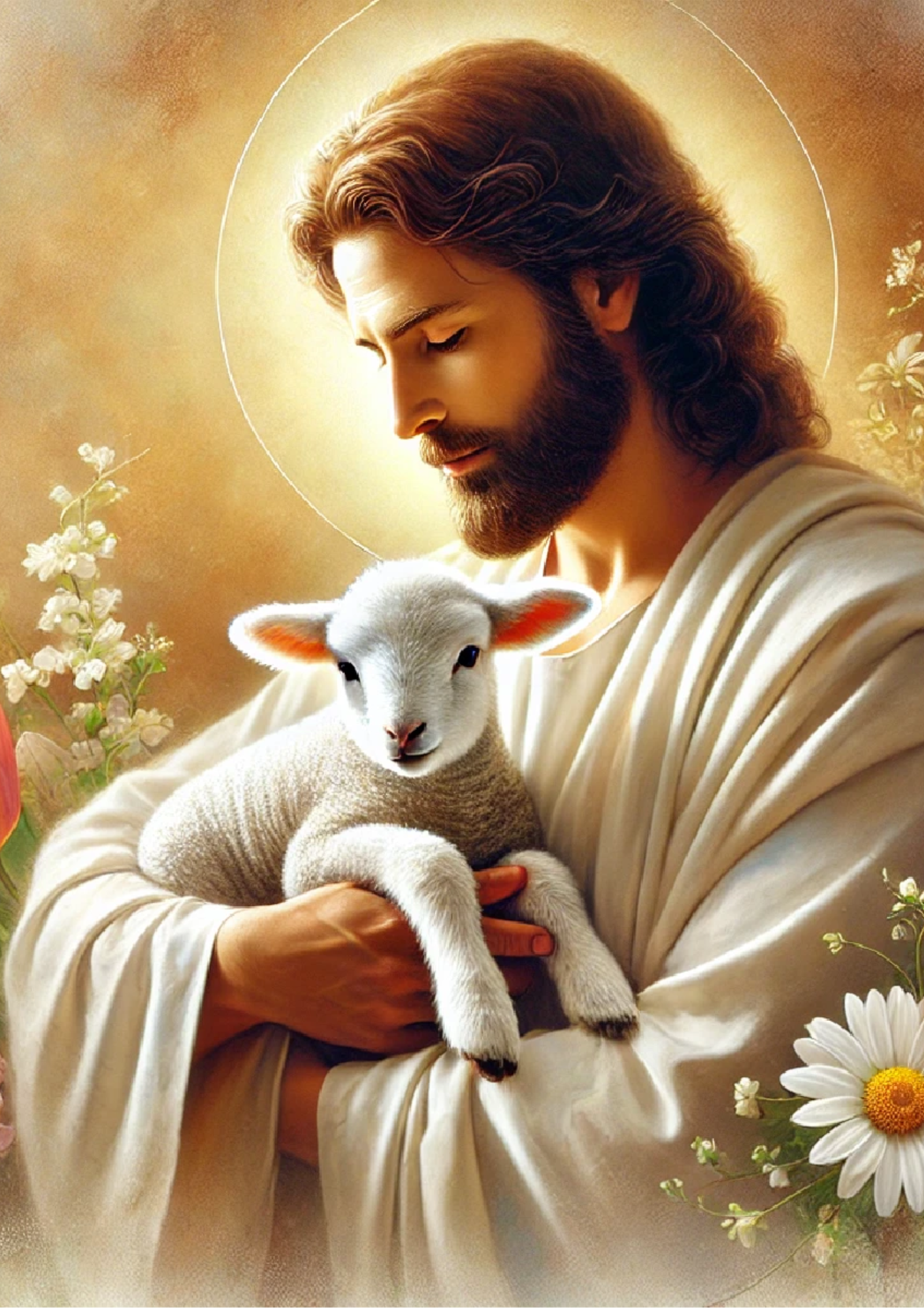 Sticker Sheet / Greeting Card – Jesus Holding the Lamb Full Cat No. 4063