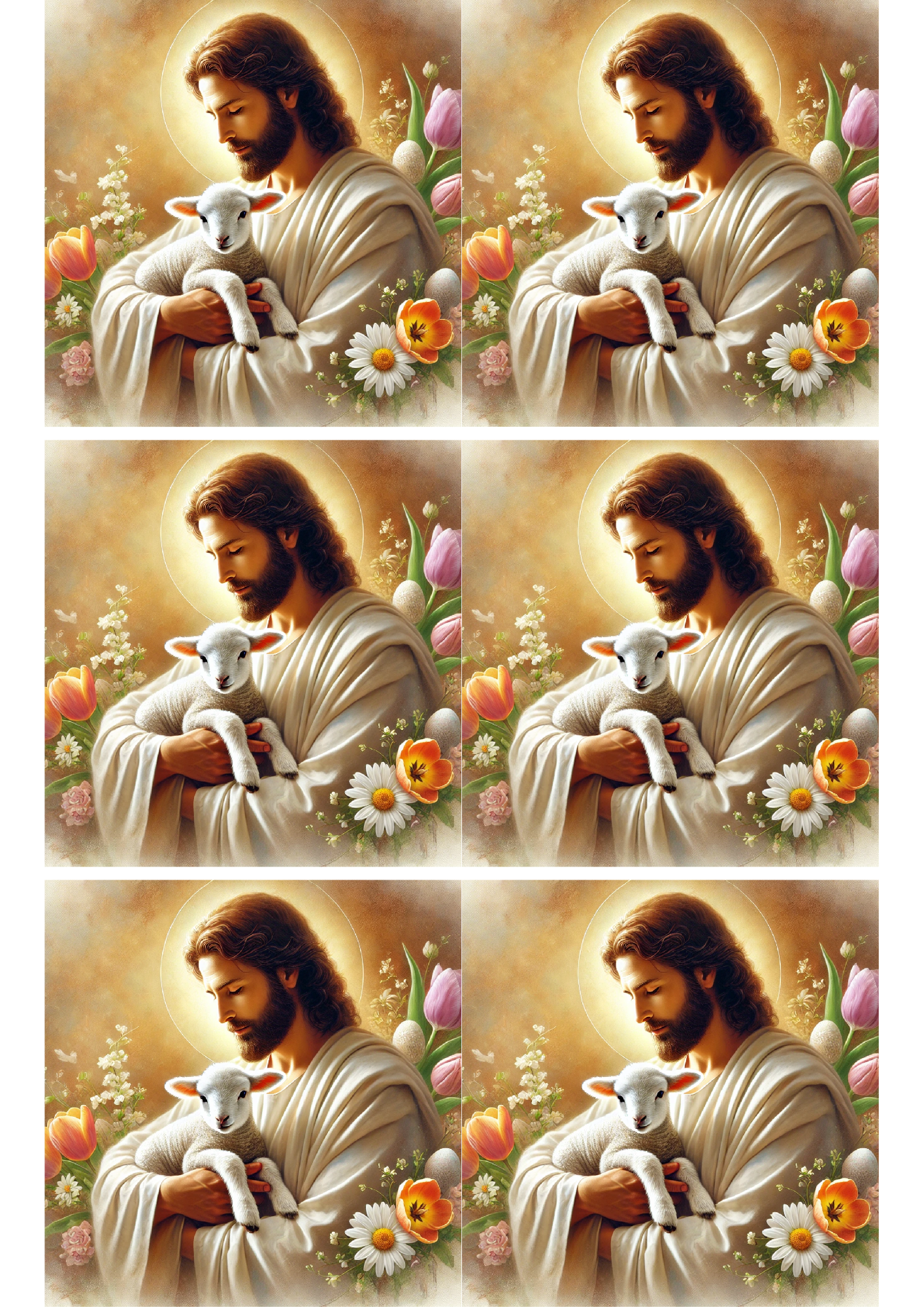 Sticker Sheet / Greeting Card – Jesus Holding the Lamb Collage Cat No. 4064