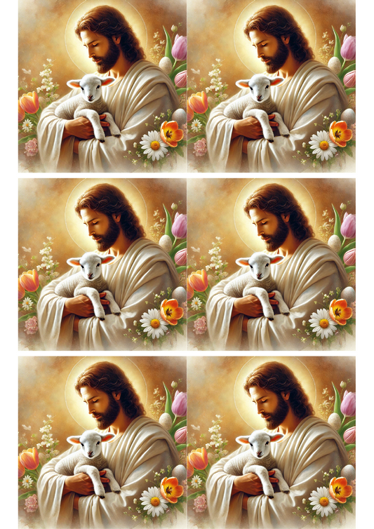 Sticker Sheet – Jesus Holding the Lamb Collage Cat No. 4064