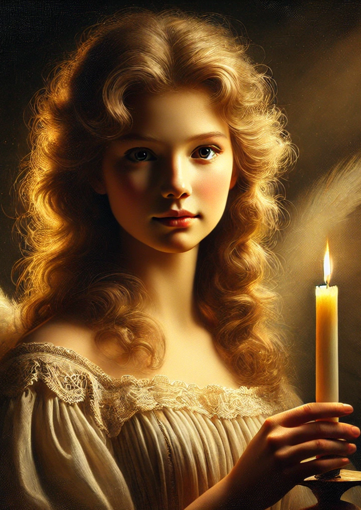 Sticker Sheet / Greeting Card – Angel Holding a Candle Full Cat No. 4072