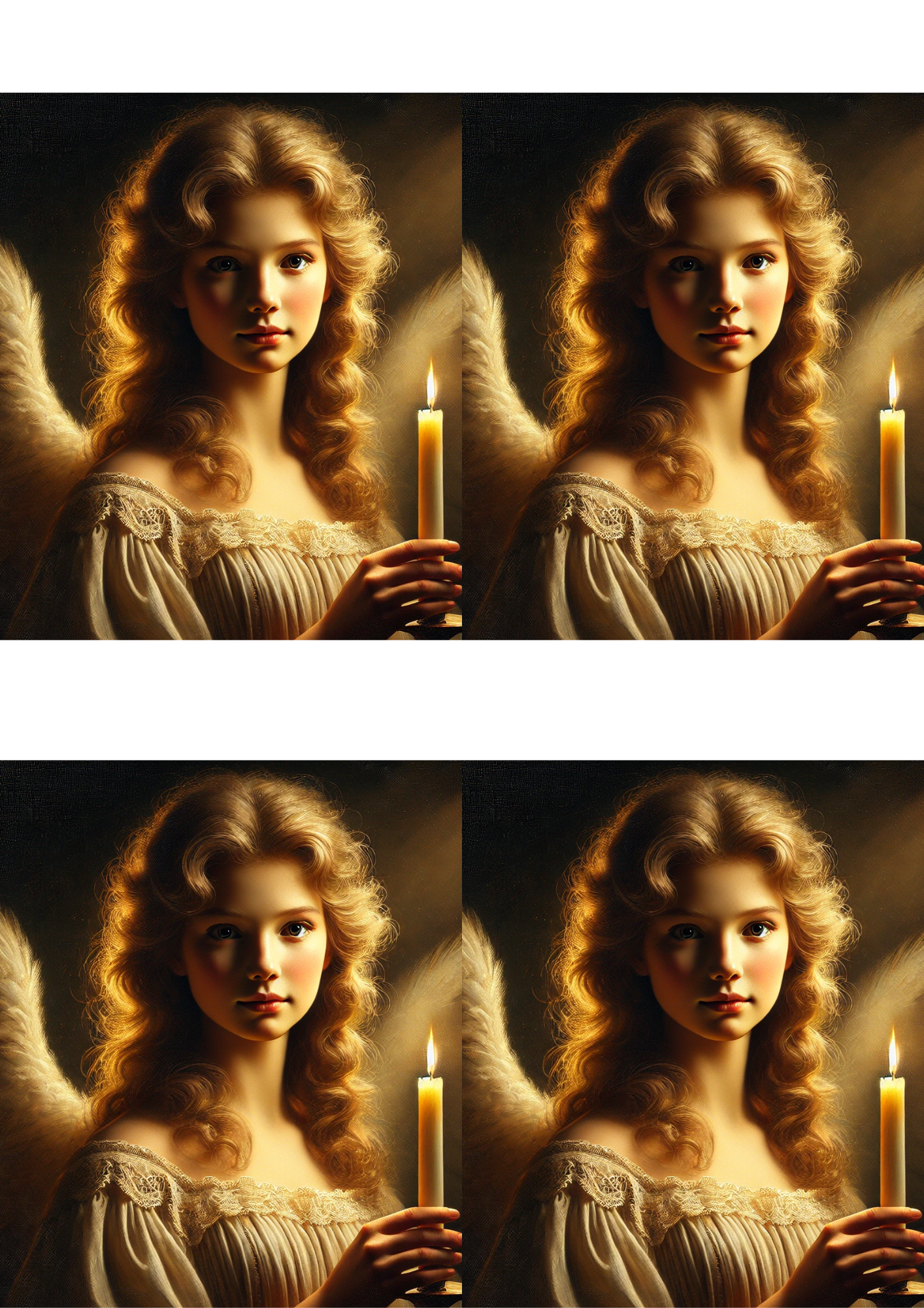 Sticker Sheet / Greeting Card – Angel Holding a Candle Collage Cat No. 4073