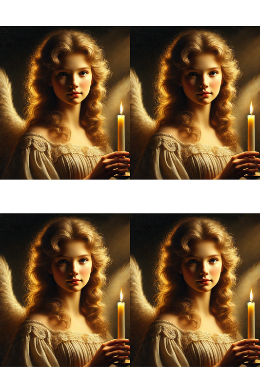 Sticker Sheet – Angel Holding a Candle Collage Cat No. 4073