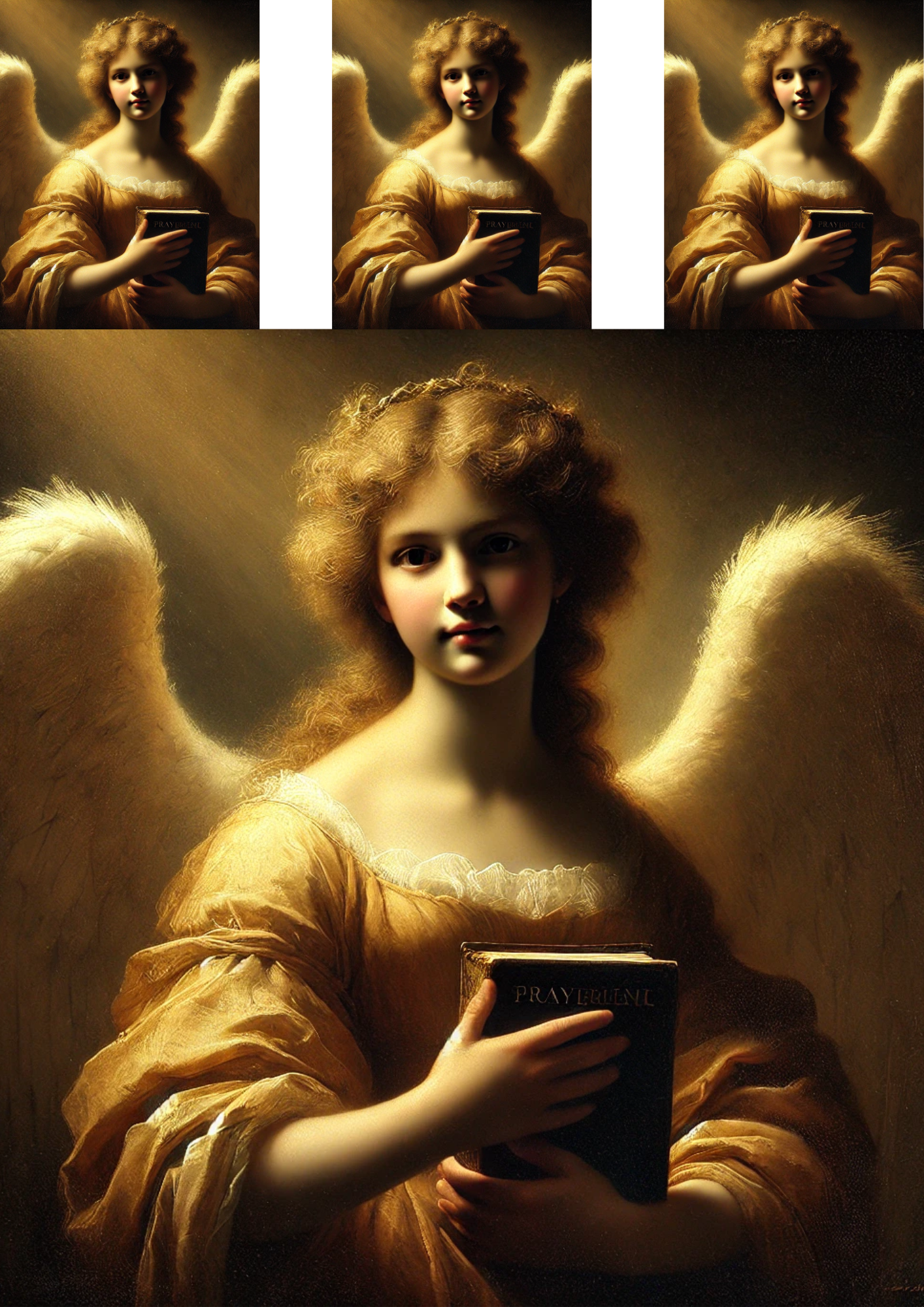 Sticker Sheet / Greeting Card – Angel Holding Bible Collage Cat No. 4075