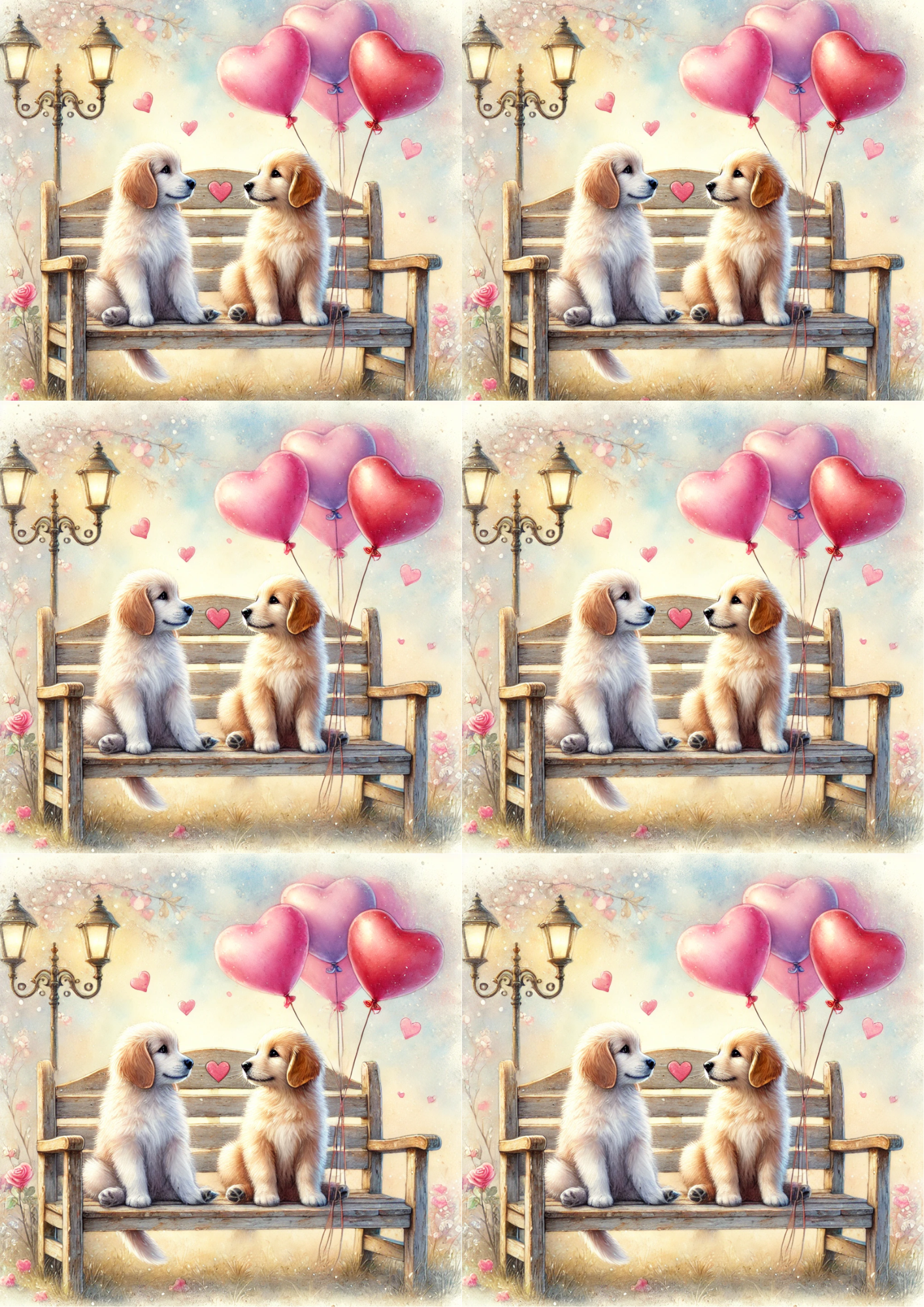 Sticker Sheet / Greeting Card – Dogs in Love 3 Collage Cat No. 4081