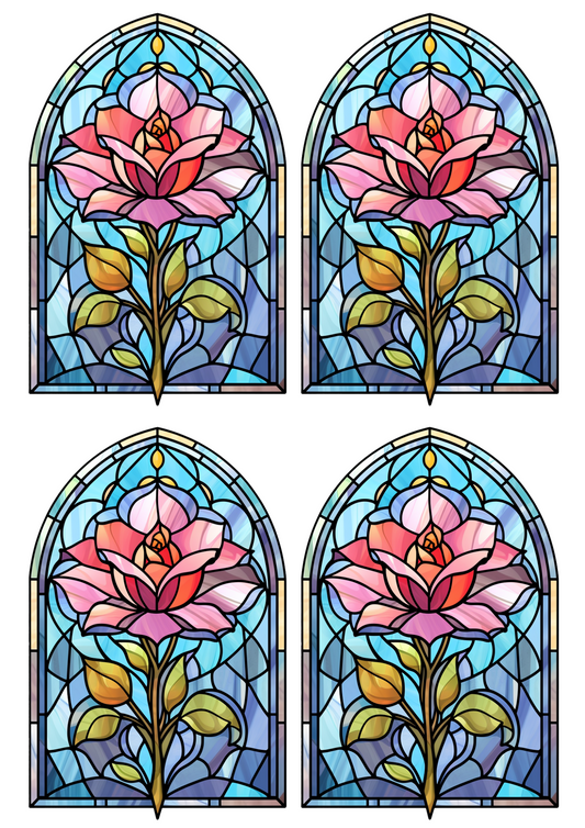 Sticker Sheet – Floral Stained Glass Collage Cat No. 4086