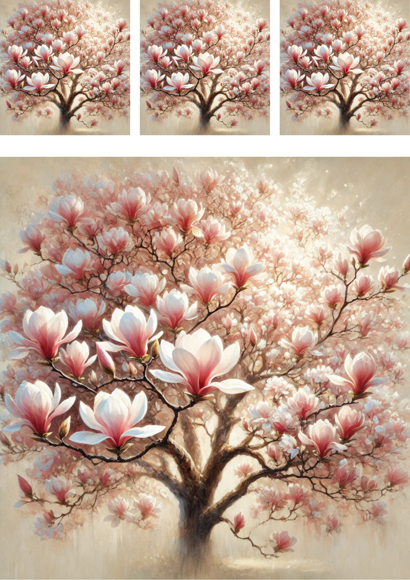 Sticker Sheet / Greeting Card – Blossoming Magnolia Tree 2 Collage Cat No. 4095