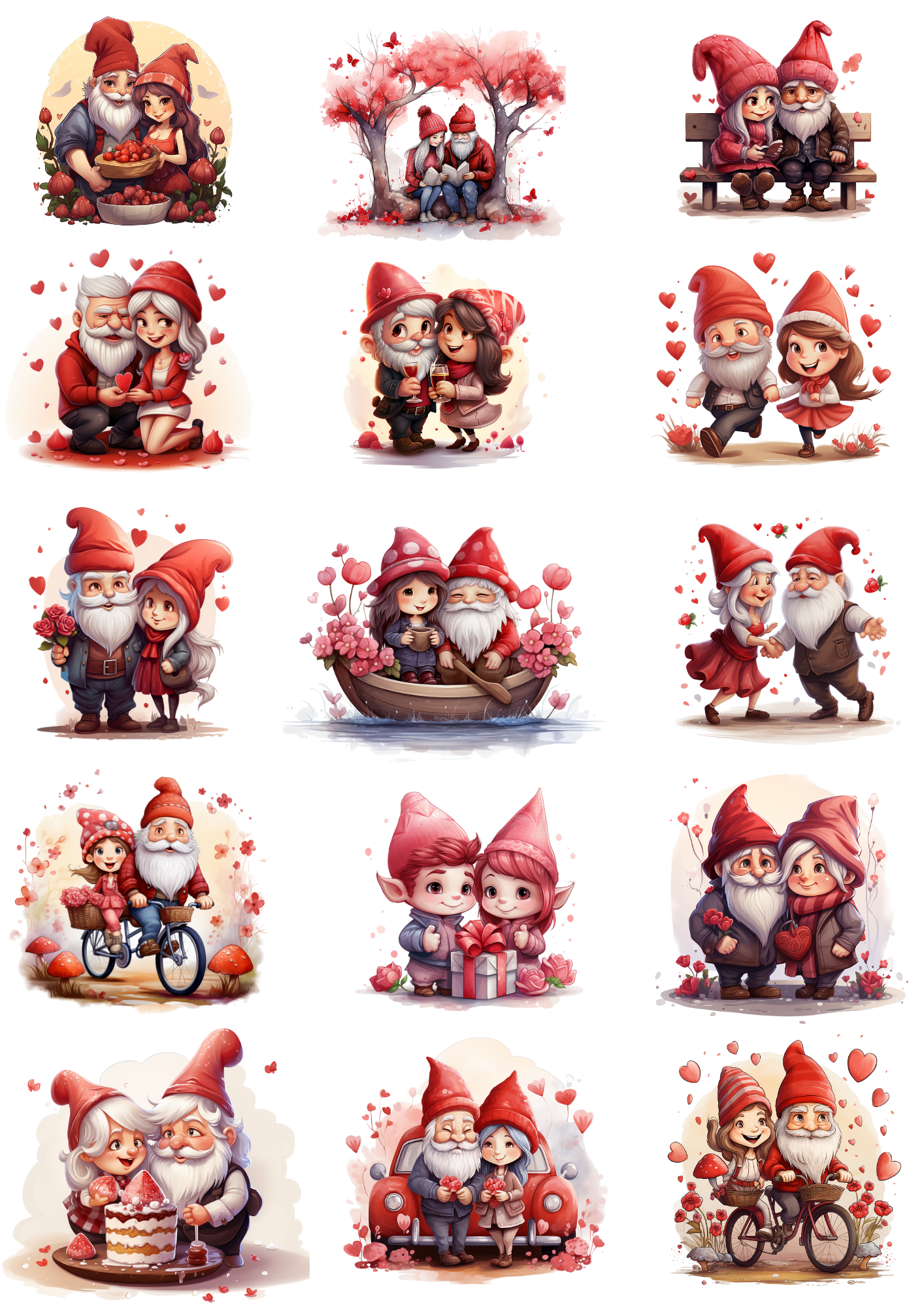 Sticker Sheet / Greeting Card – Couple of Leprechauns in Love 2 Collage Cat No. 4111