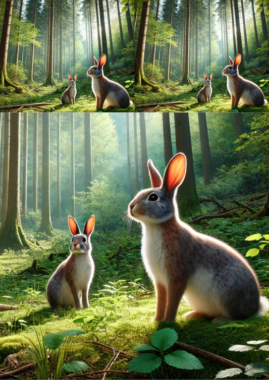 Sticker Sheet – Rabbit and Hare in the Forest 2 Collage Cat No. 4113