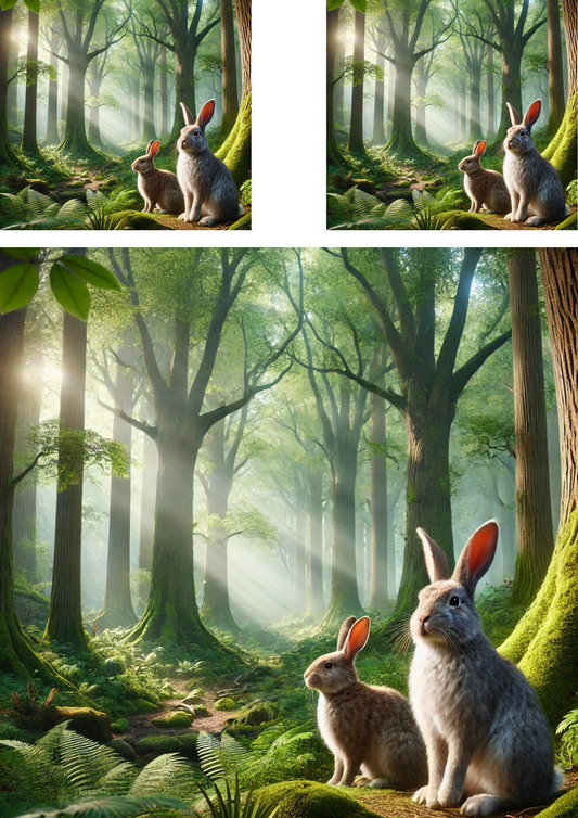 Sticker Sheet – Rabbit and Hare in the Forest 4 Collage Cat No. 4115