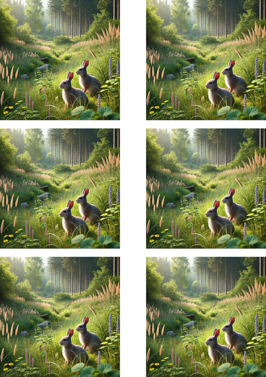 Sticker Sheet – Rabbit and Hare in the Forest 5 Collage Cat No. 4117