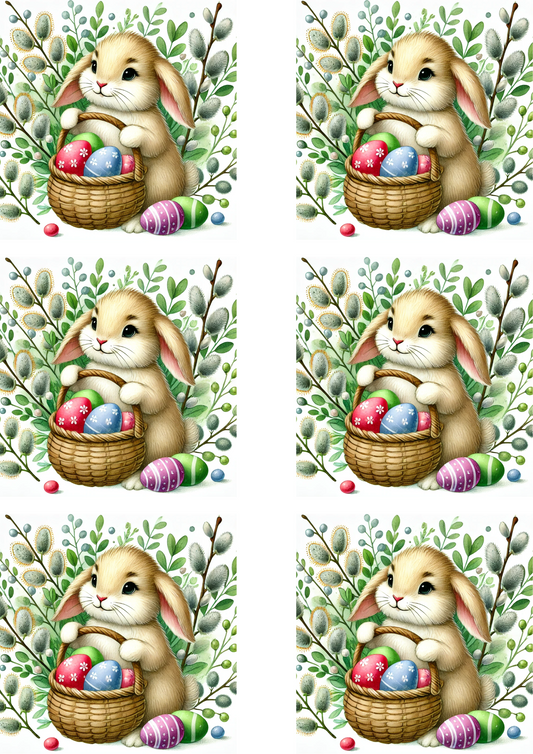 Sticker Sheet – Bunny With Easter Basket Collage Cat No. 4119