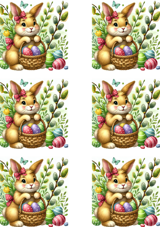 Sticker Sheet – Bunny With Easter Basket 2 Collage Cat No. 4120