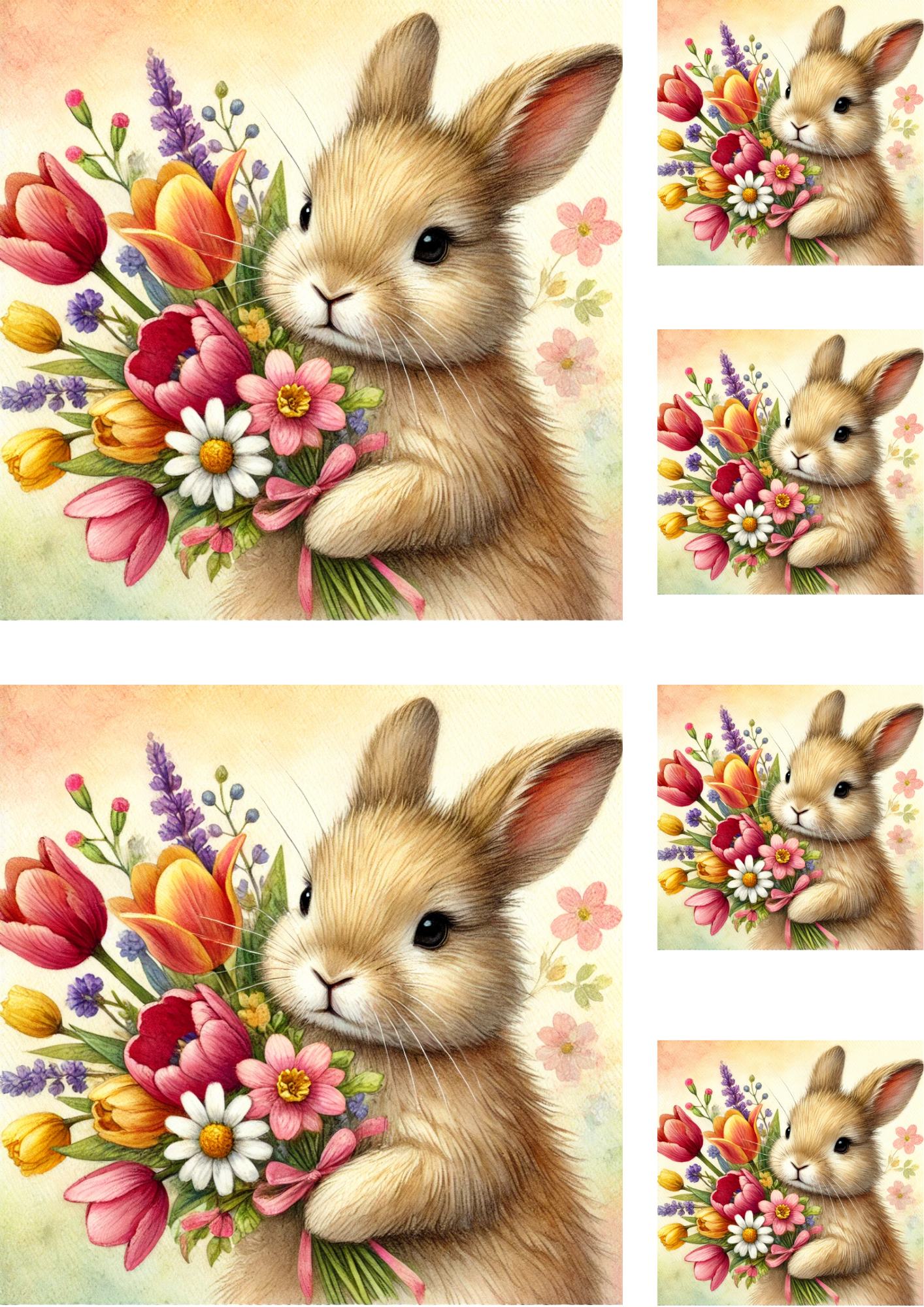 Sticker Sheet / Greeting Card – Easter Bunny 2 Collage Cat No. 4125