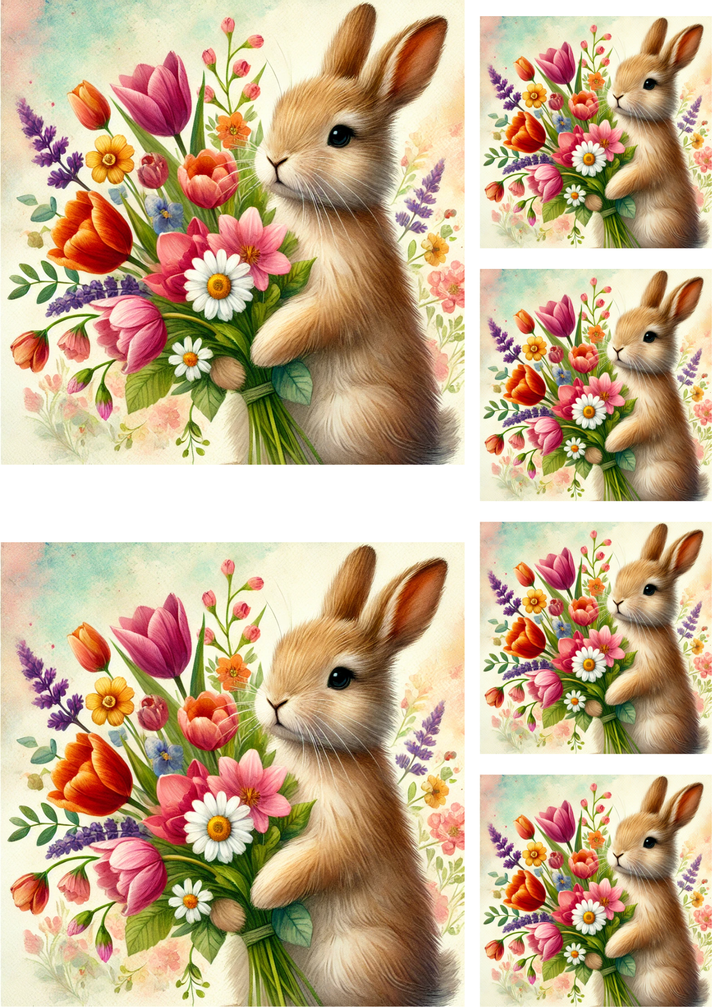 Sticker Sheet / Greeting Card – Easter Bunny 3 Collage Cat No. 4126