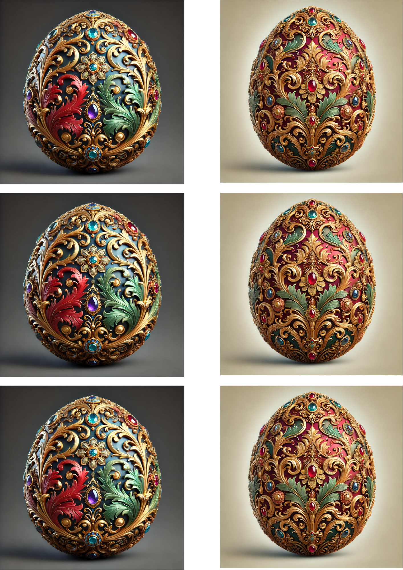 Sticker Sheet / Greeting Card – Baroque Faberge Eggs Collage Cat No. 4128