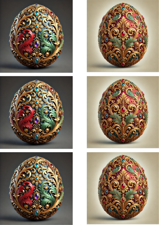 Sticker Sheet – Baroque Faberge Eggs Collage Cat No. 4128