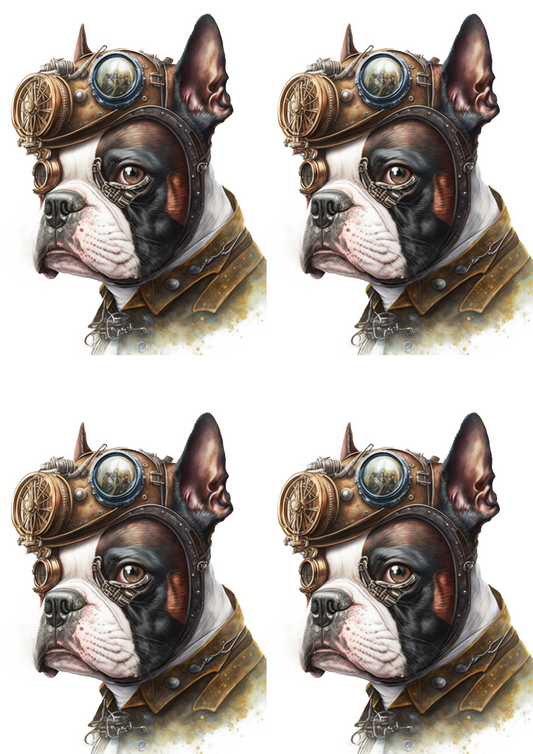 Sticker Sheet – French Bulldog Steampunk Dog Collage Cat No. 4144