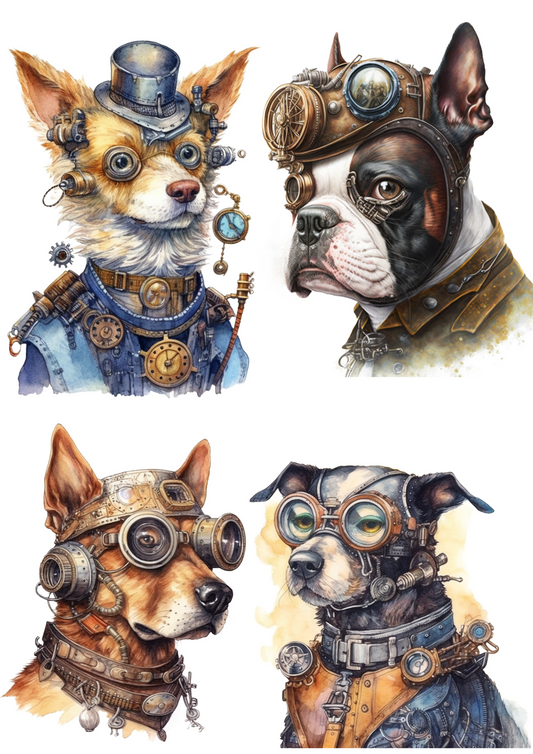 Sticker Sheet – Varius Dogs Steampunk Collage Cat No. 4145