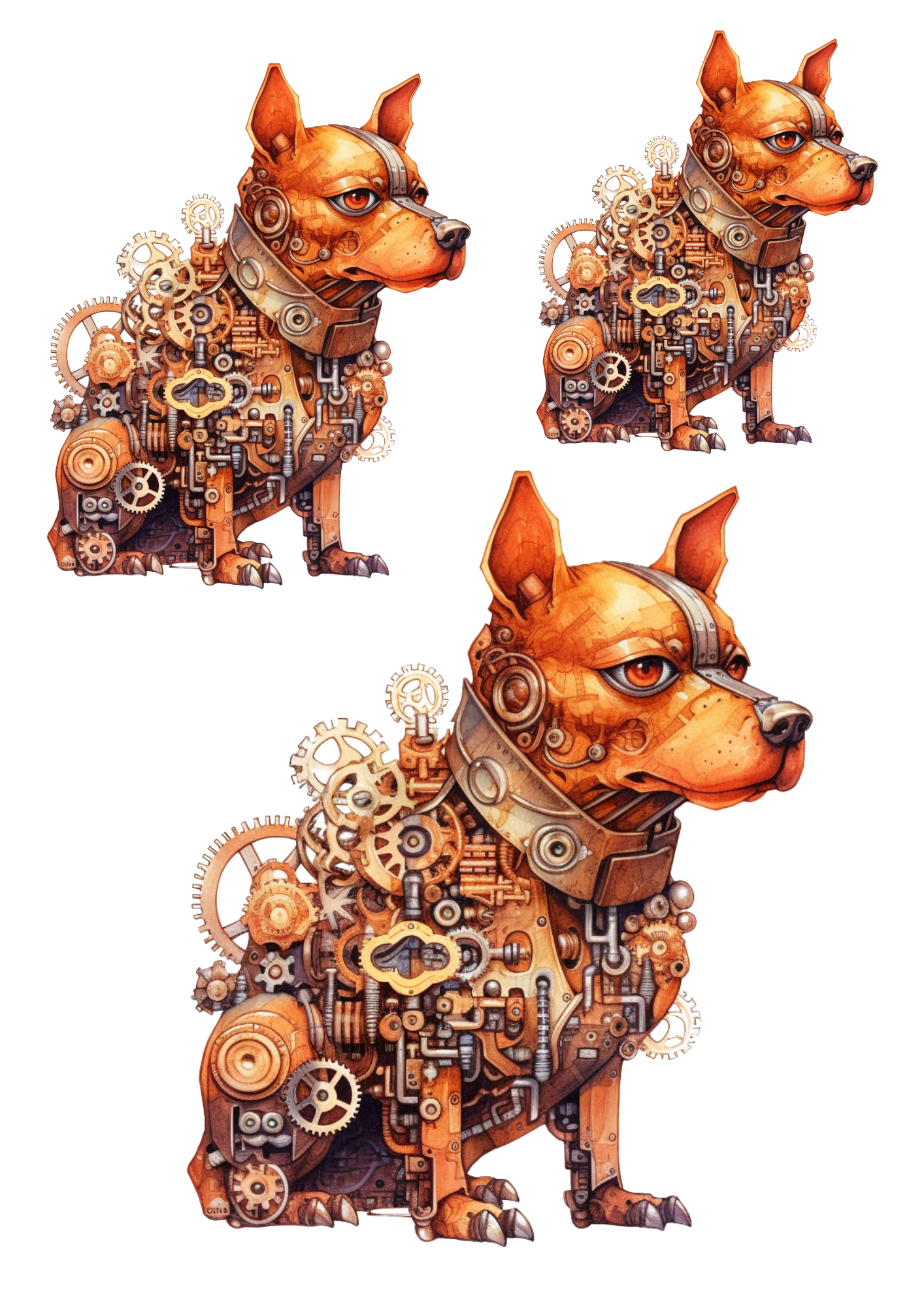 Sticker Sheet / Greeting Card – Dog Steampunk Collage Cat No. 4146