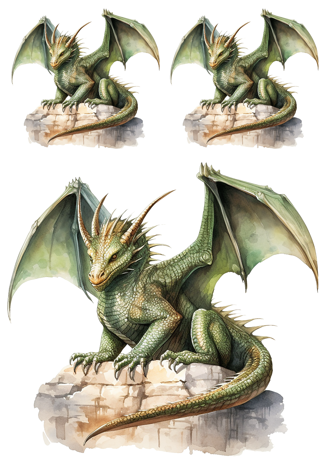 Sticker Sheet / Greeting Card – Dragon Green Collage Cat No. 4148