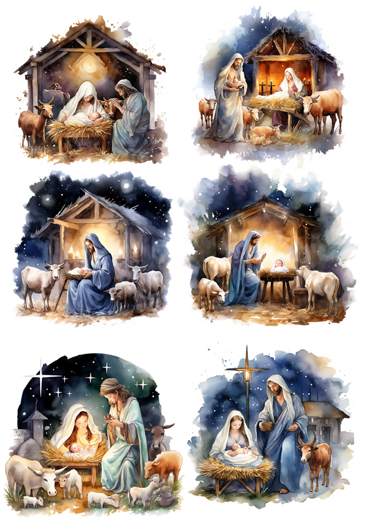 Sticker Sheet – Bethlehem Manger Birth of Jesus Collage Cat No. 4149