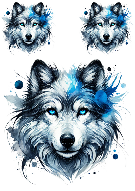 Klistremerkeark – Ulv Akvarell 2 Kollasje Katt Nr. 4155