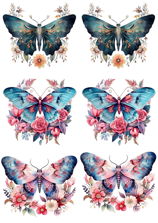 Sticker Sheet – Moths 2 Watercolor Collage Cat No. 4163