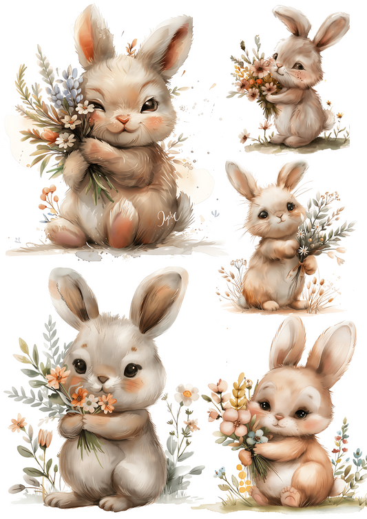 Sticker Sheet – Easter Bunny Watercolor Collage Cat No. 4165