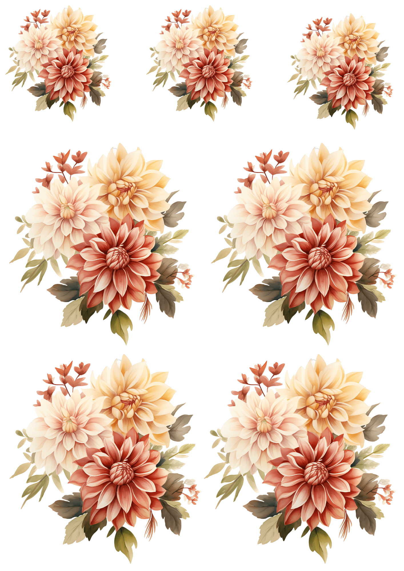 Sticker Sheet / Greeting Card – Dahlia Collage Cat No. 4178