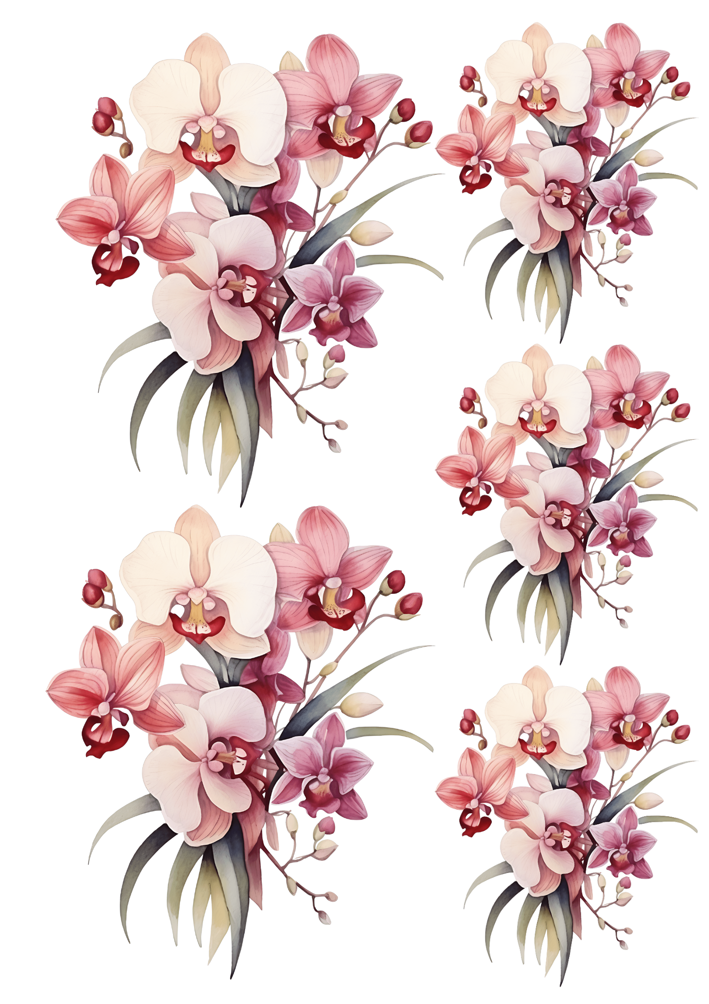 Sticker Sheet / Greeting Card – Orchid Collage Cat No. 4179