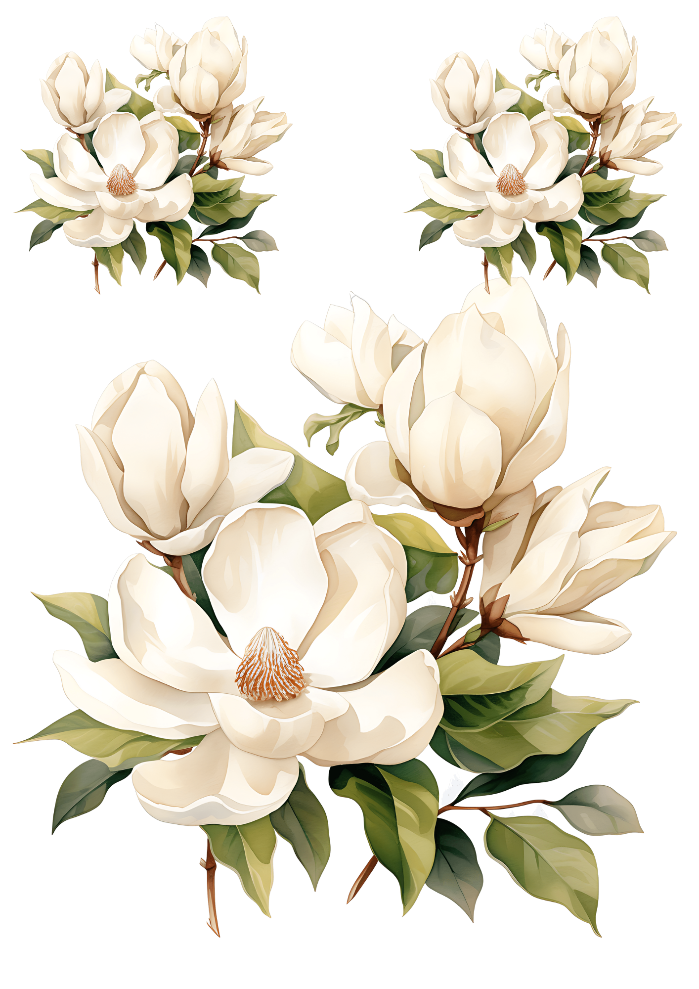 Sticker Sheet / Greeting Card – White Magnolia Collage Cat No. 4182