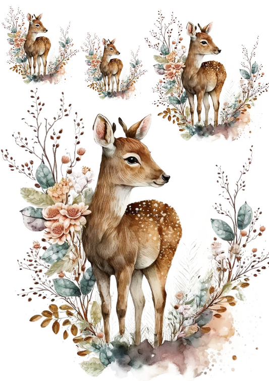 Sticker Sheet – Little Deer Watercolor Collage Cat No. 4184